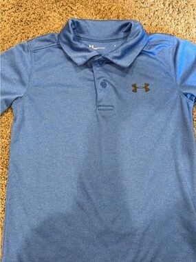 Under Armour Youth Heathered Blue Polo golf shirt with Logo size 7